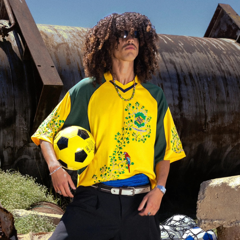 Brazil Floral Football Polo Tee