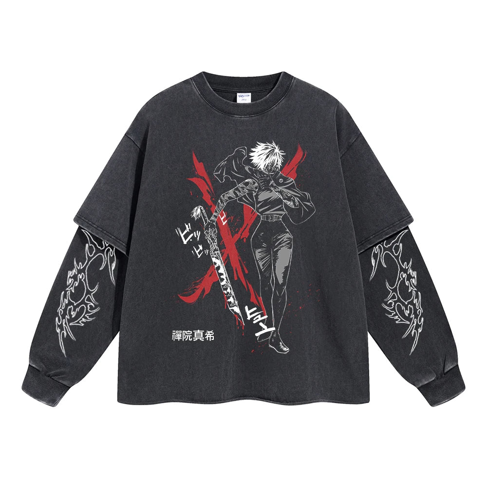 Maki Zenin "Zenin Clan Rebel" Vintage Double Sleeve T-shirt