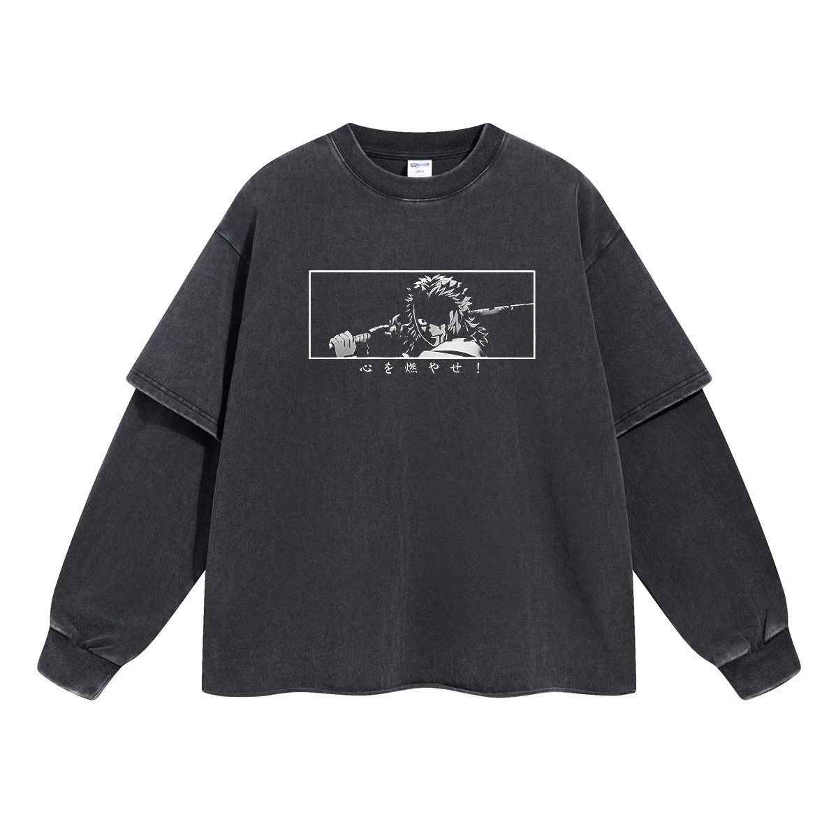 Rengoku Kyojuro "Flame Hashira" Vintage Double Sleeve T-shirt