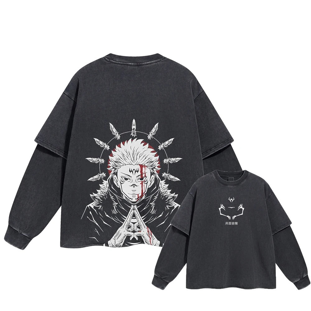 Ryomen Sukuna "Cursed King" Vintage Double Sleeve T-shirt
