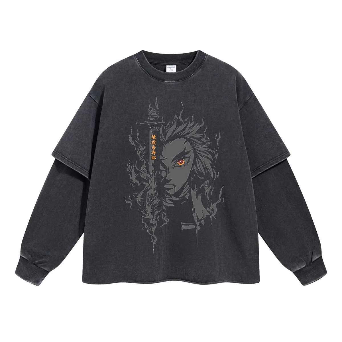 Rengoku Kyojuro "Flame Hashira" Vintage Double Sleeve T-shirt