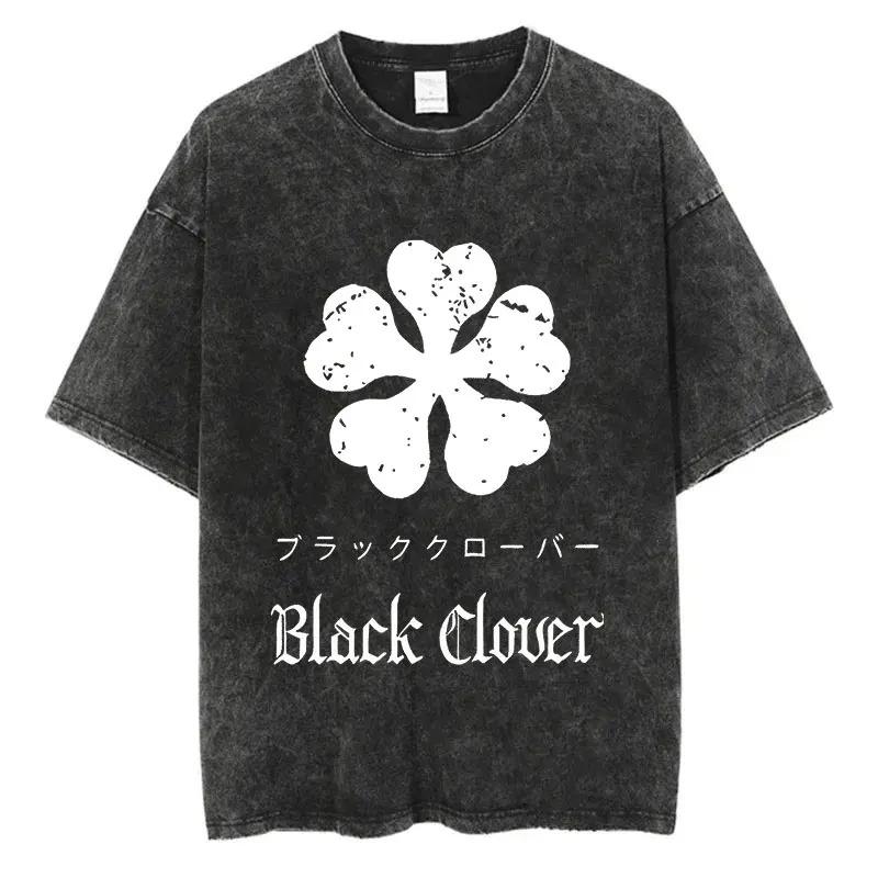 Black Clover "Five Leaf Clover" Acid Wash T-Shirt