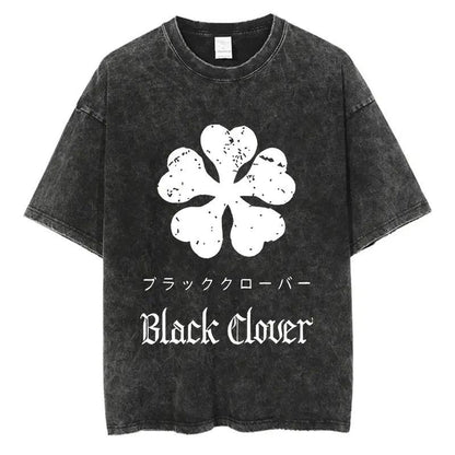 Black Clover "Five Leaf Clover" Acid Wash T-Shirt