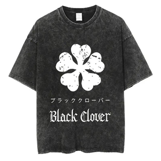 Black Clover "Five Leaf Clover" Acid Wash T-Shirt