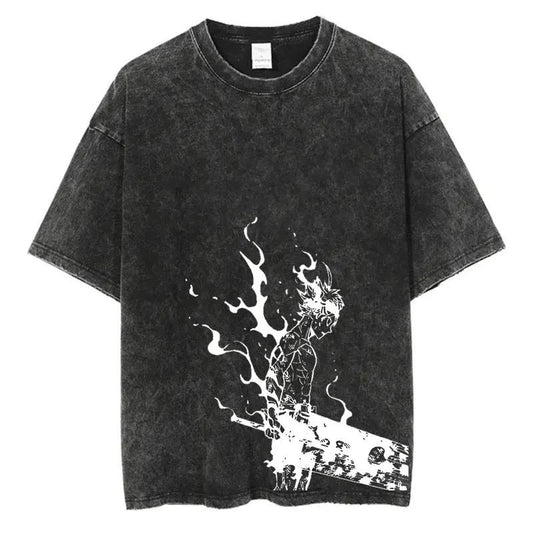 Black Clover "Asta White Flame" Acid Wash T-Shirt