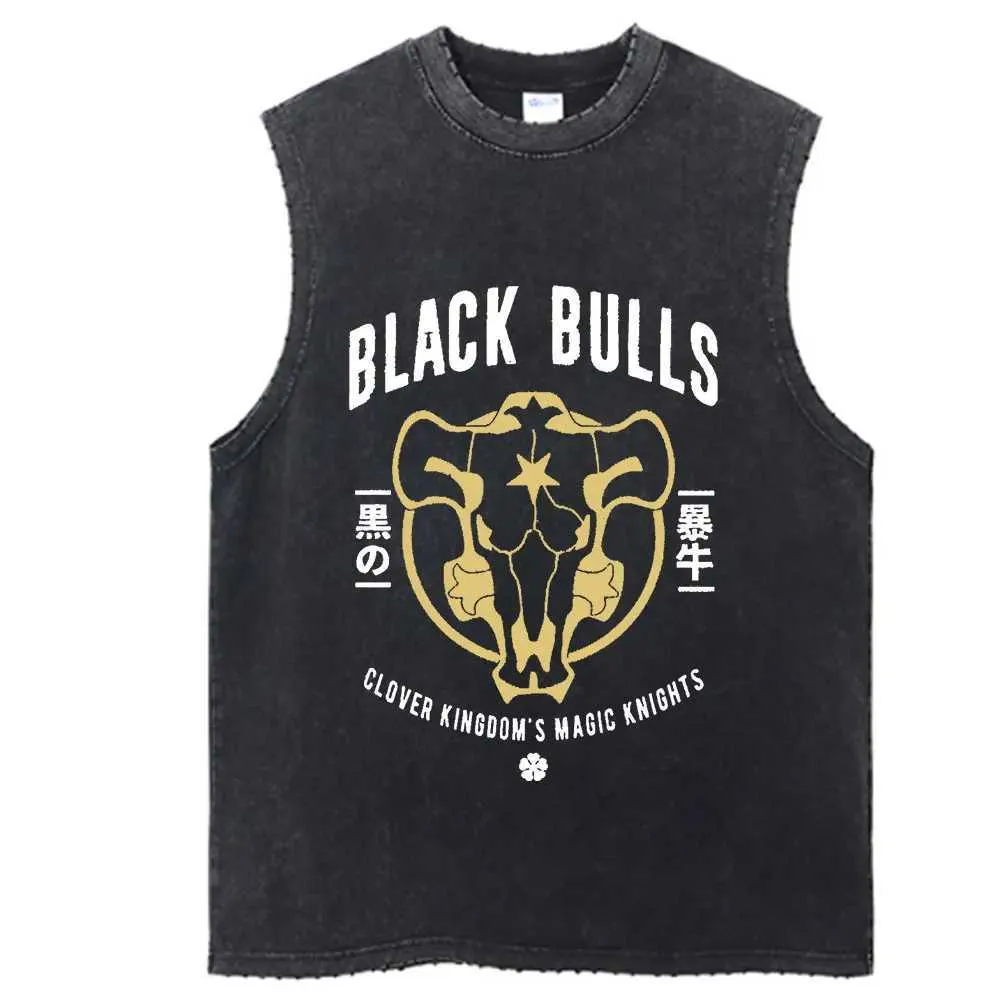 Black Clover „Black Bulls Varsity“ Acid Wash Tanktop