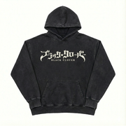 Sweat à capuche délavé Black Clover "Texte japonais"