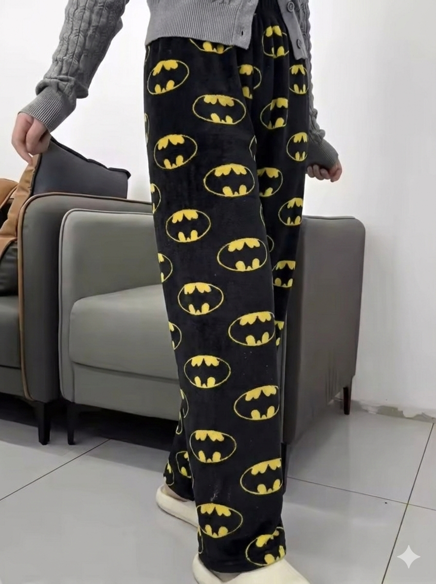 Black Batman Logo Pajama Pants for Couples