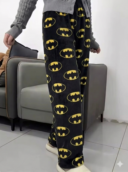 Black Batman Logo Pajama Pants for Couples