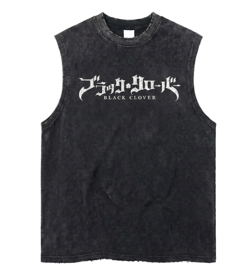 Black Clover "Japanese Text" Acid Wash Tank Top