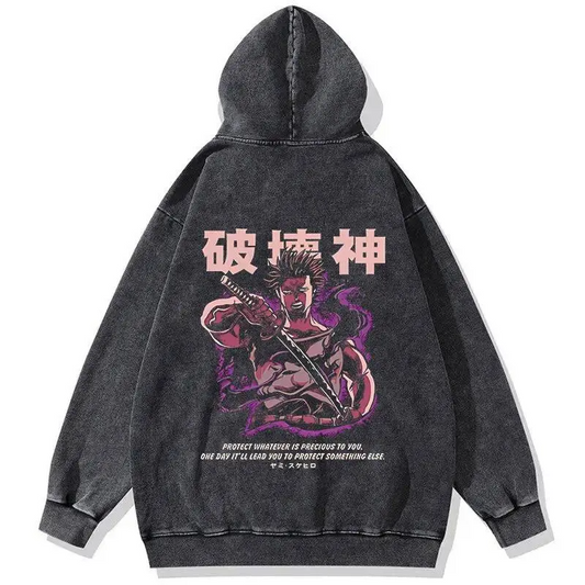 Black Clover "Yami Purple Aura" Acid Wash Hoodie