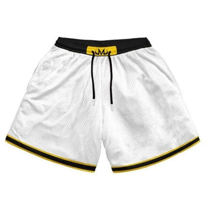 These white shorts with black and yellow accents and an "M" logo could still be related to Majin Buu from Dragon Ball. Here's why: