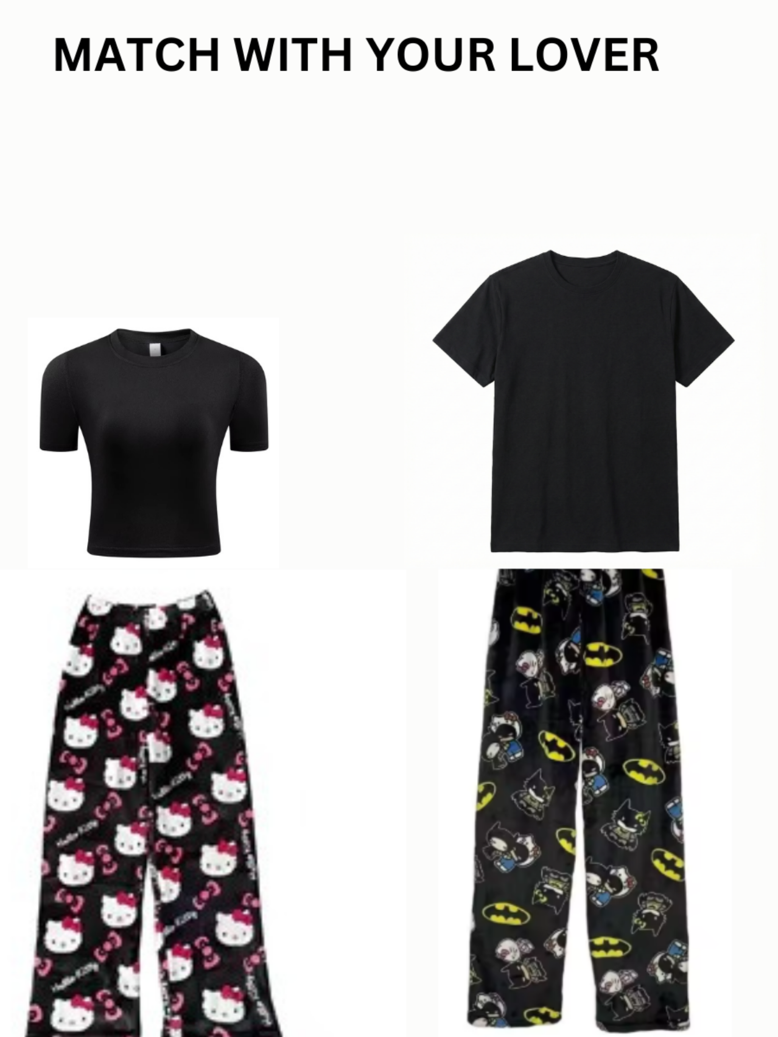 Pantalon de pyjama en peluche Hello Kitty x Batman