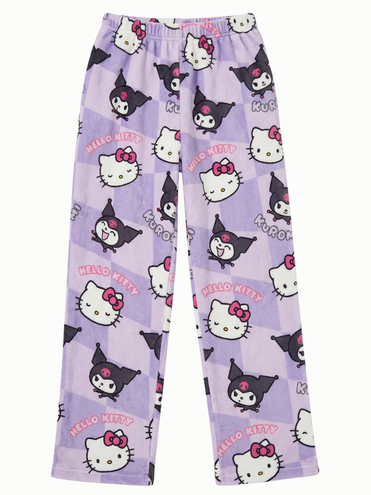 Lavender Hello Kitty & Kuromi Pajama Pants for Couples