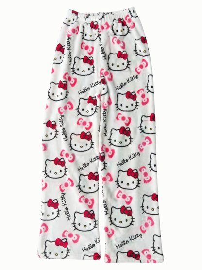 White Hello Kitty Pajama Pants for Couples