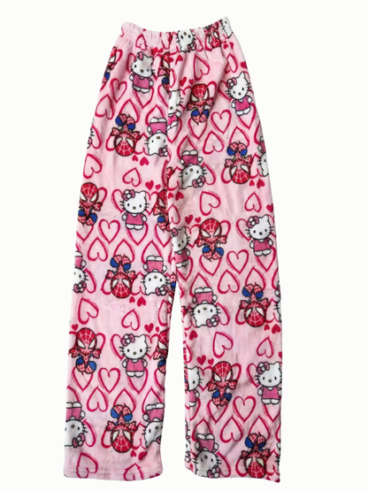 Pink Hello Kitty & Spider‑Man Pajama Pants for Couples