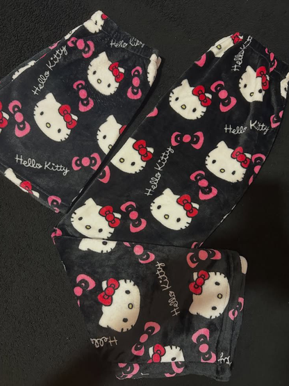 Black Hello Kitty Pajama Pants for Couples
