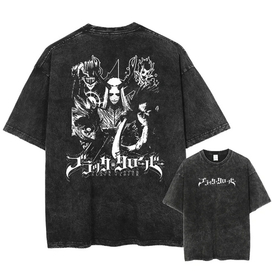 Black Clover "Dark Triad" Acid Wash T-Shirt (Front & Back)
