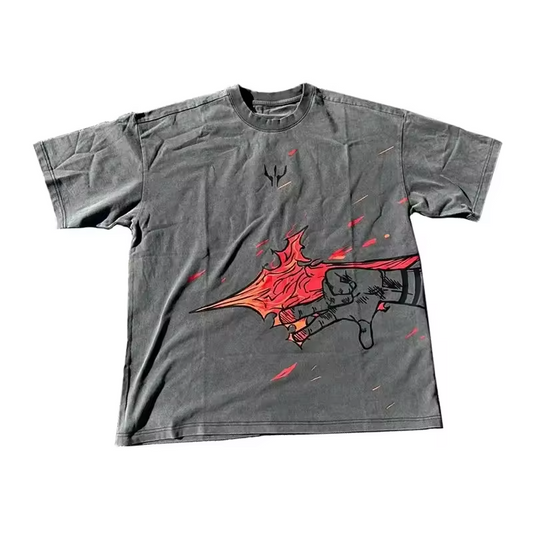 Sukuna Flame Slash Acid Wash Tee