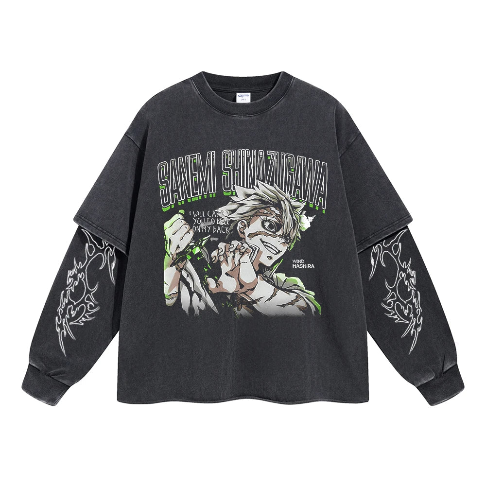T-shirt à manches doubles Sanemi Shinazugawa