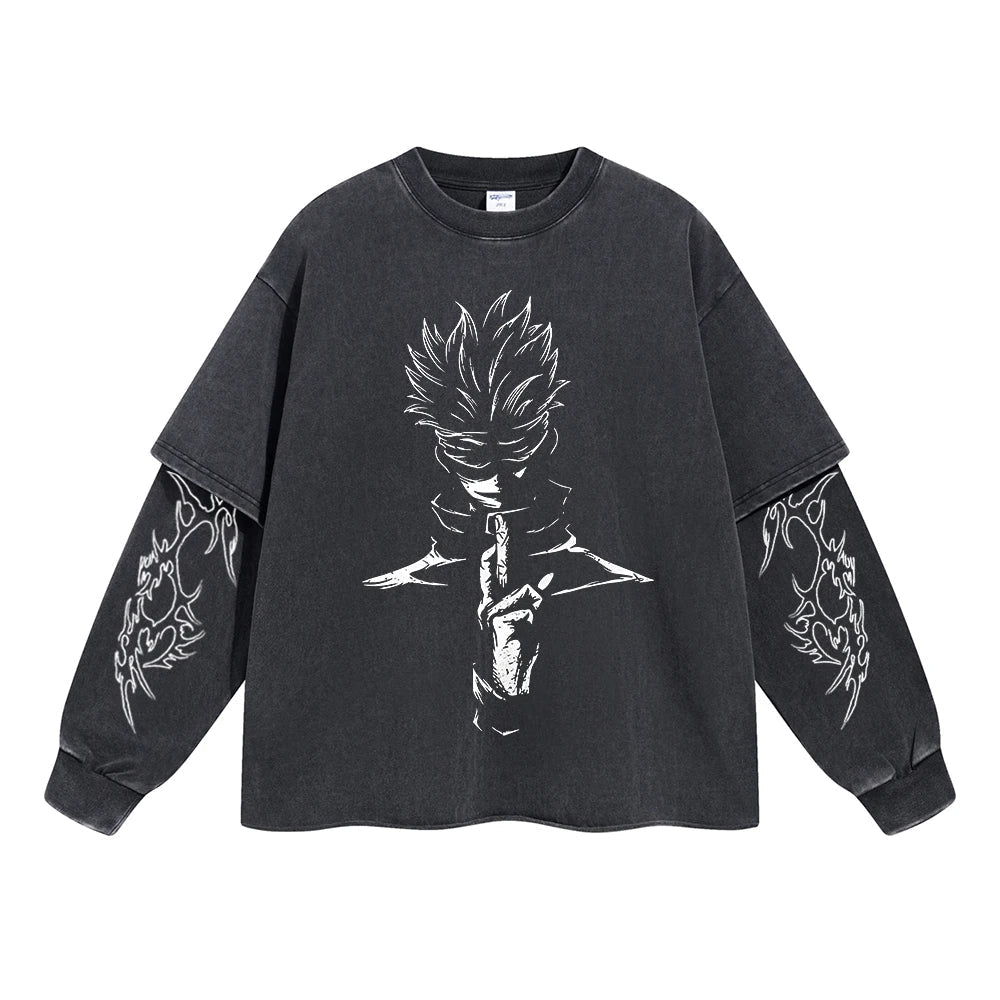 Gojo Blindfolded Sorcerer Double Sleeve Tee