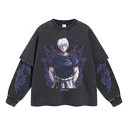 Gojo Satoru "The Strongest Jujutsu Sorcerer" Vintage Double Sleeve T-shirt