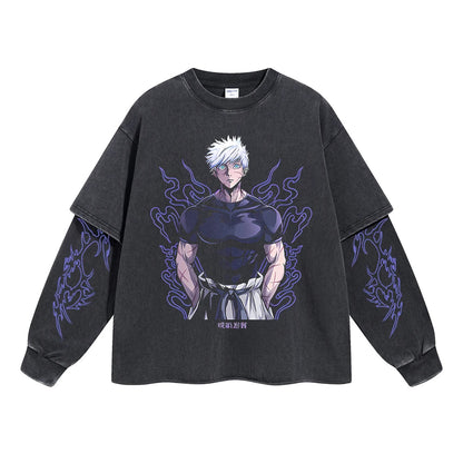 Gojo Satoru "The Strongest Jujutsu Sorcerer" Vintage Double Sleeve T-shirt