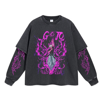 Gojo Satoru "Six Eyes" Vintage Double Sleeve T-shirt