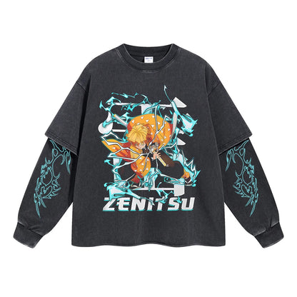 Zenitsu Agatsuma "The Reluctant Hero" Vintage Double Sleeve T-shirt