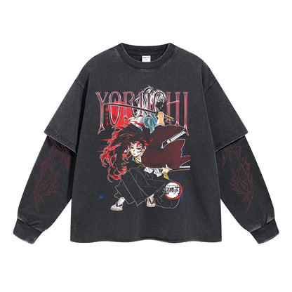 Yoriichi Tsugikuni Vintage Double Sleeve T-shirt
