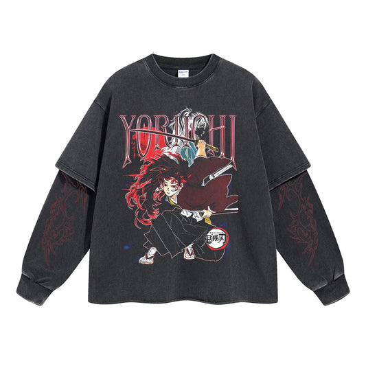 Yoriichi Tsugikuni Vintage Double Sleeve T-shirt