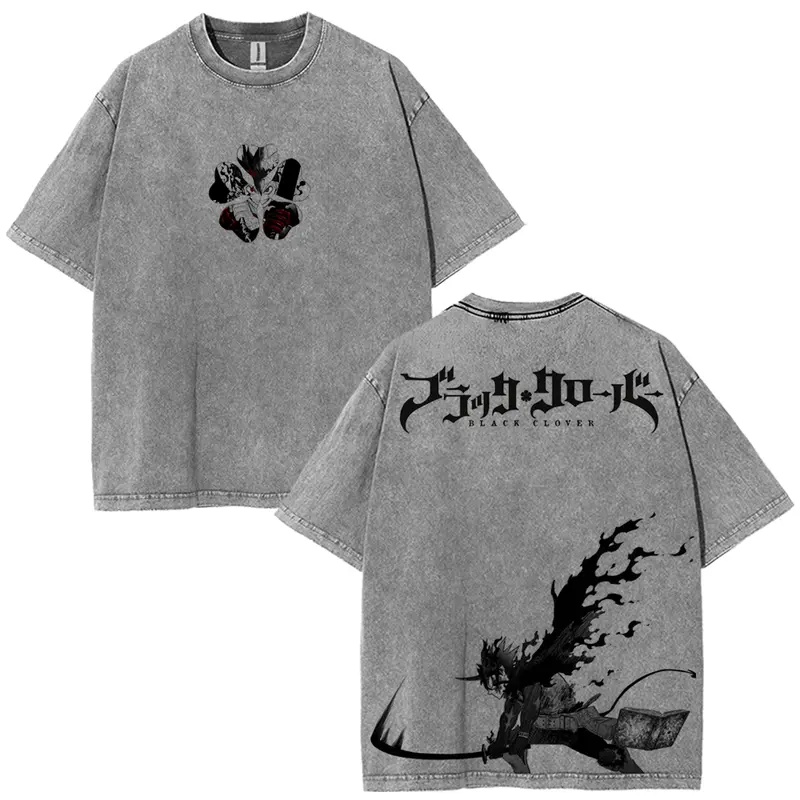 Black Clover "Asta Devil Wing" Acid Wash T-Shirt (Front & Back)