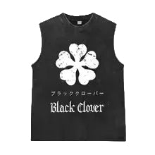 Black Clover "Five-Leaf Clover" Acid Wash Tank Top