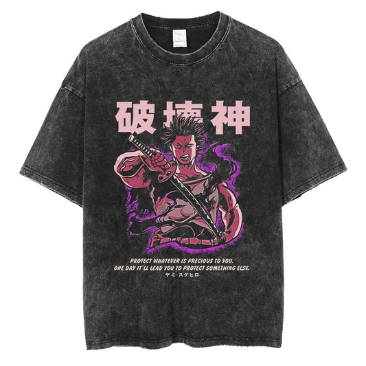 Black Clover "Yami Purple Aura" Acid Wash T-Shirt