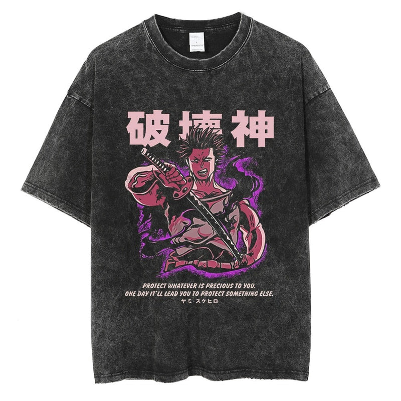 Black Clover "Yami Purple Aura" Acid Wash T-Shirt