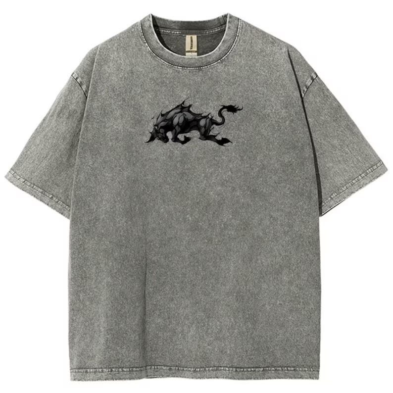 Black Clover „Captain Yami“ Acid-Wash T-Shirt (Vorder- und Rückseite)