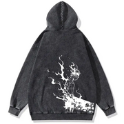 Sweat à capuche délavé Black Clover "Asta White Flame"