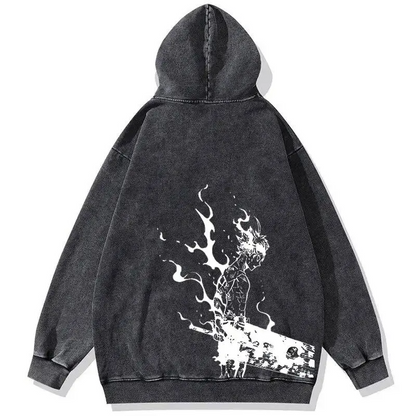 Black Clover „Asta White Flame“ Acid Wash Hoodie