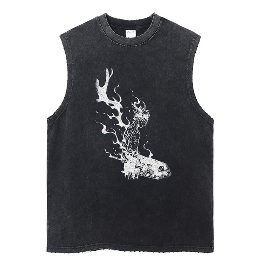 Black Clover "Asta White Aura" Acid Wash Tank Top