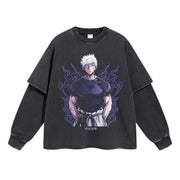 Gojo Satoru "The Strongest Jujutsu Sorcerer" Vintage Double Sleeve T-shirt