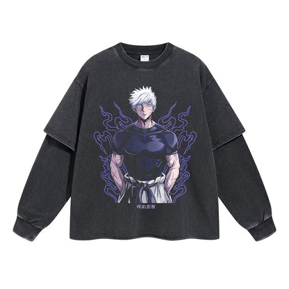 Gojo Satoru "The Strongest Jujutsu Sorcerer" Vintage Double Sleeve T-shirt