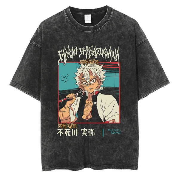 Sanemi Shinazugawa "Wind Breathing" Vintage T-shirt #02